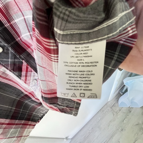 Levi's Pearl Snap Shirt Cowboy Western Long Sleeve Plaid Men's Size Large - Picture 10 of 10